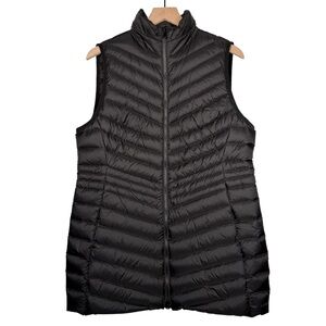 Lands End Wanderweight Long Down Puffer Vest Black Medium 10 12
